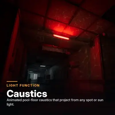 NodeStrand material: animated caustics light function