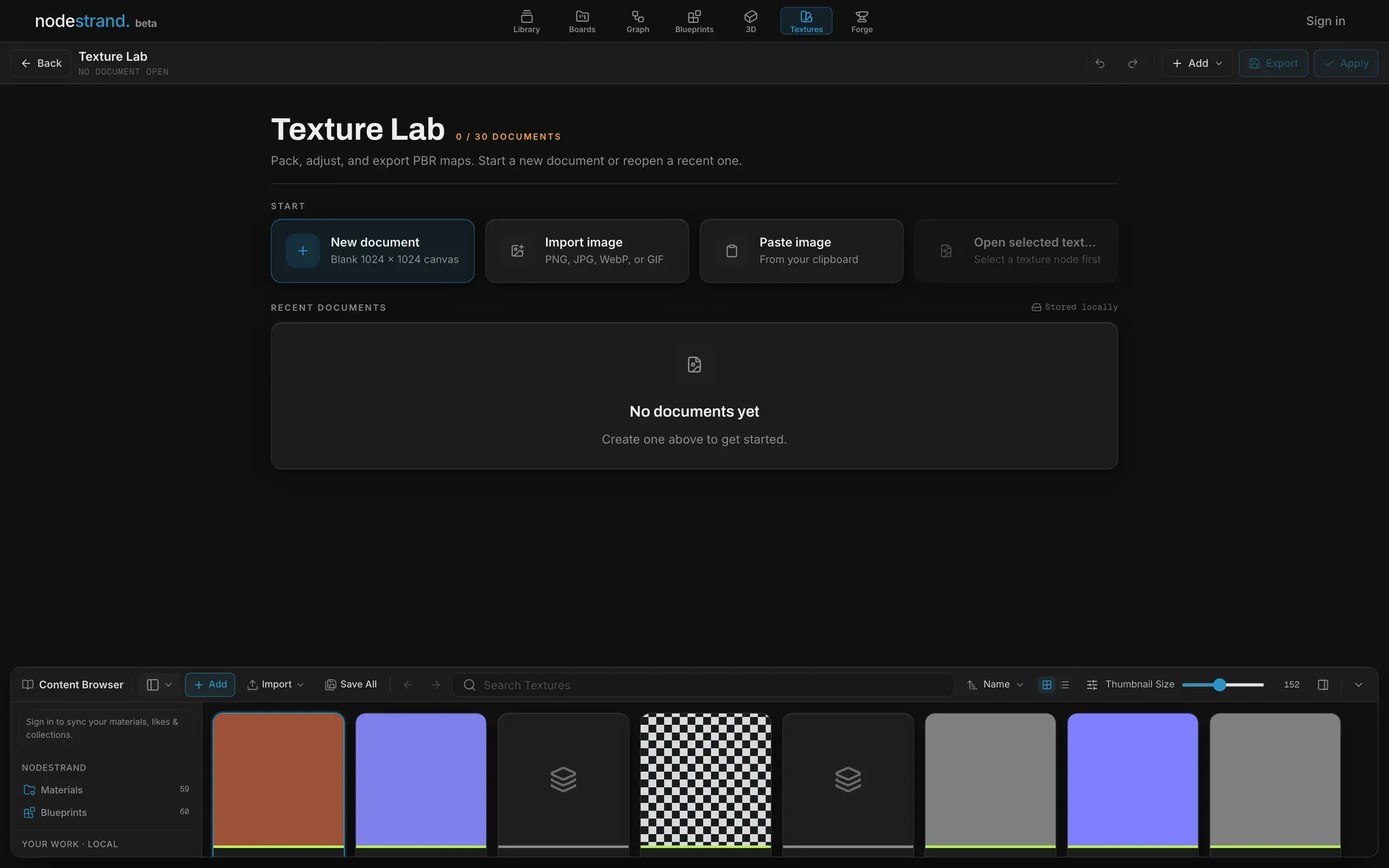 NodeStrand Texture Lab: Pack and adjust PBR maps in the browser.