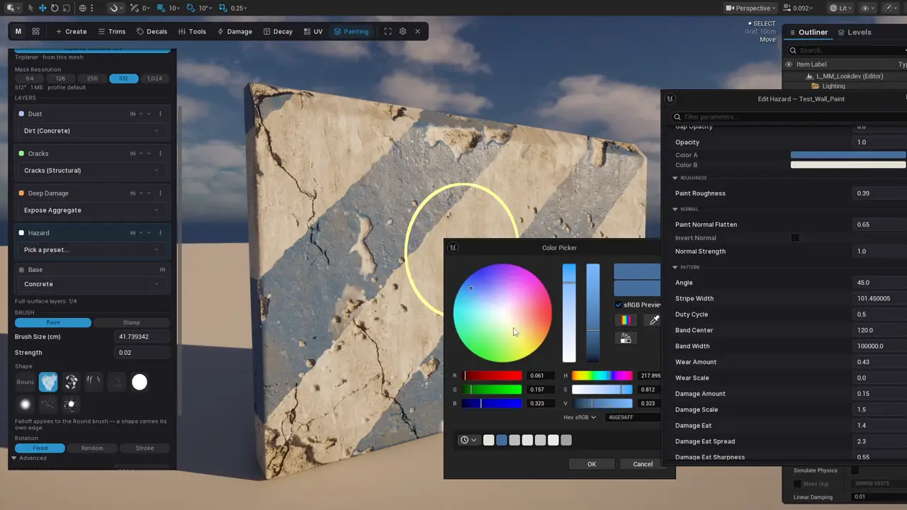 Changing the colour of a painted wall with a parameter slider